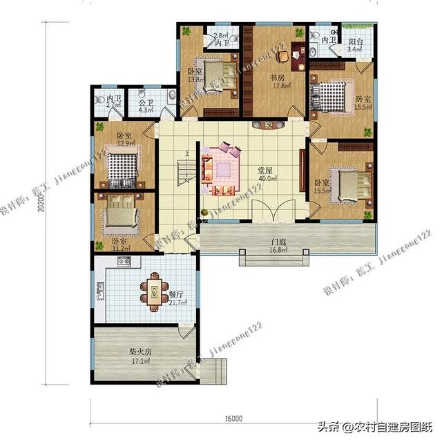 自建一层别墅户型图大全集（3款适合建在农村的一层别墅）(4)