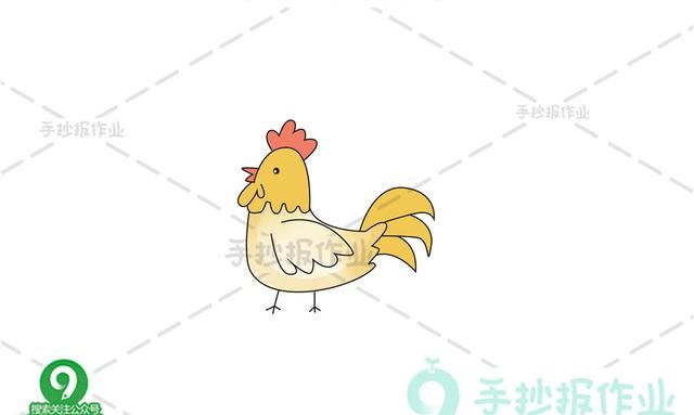 鸡简笔画，公鸡简笔画图片涂色？图1