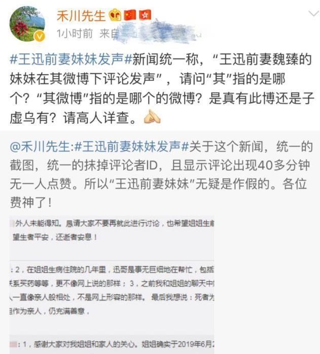 前妻因病去世，王迅被骂渣男，魏臻妹妹站出来为前姐夫发声